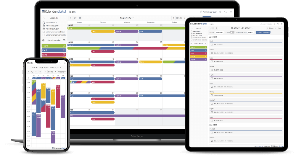 Online Kalender für Teams und Gruppen - Kalender.digital