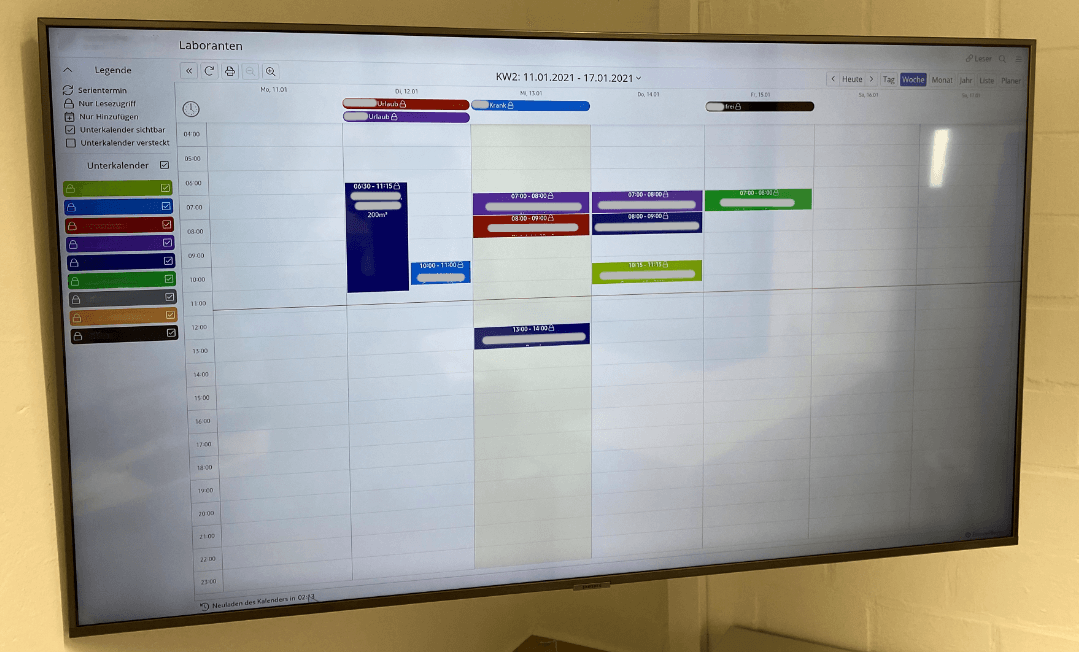 Kalender auf Status-Monitor