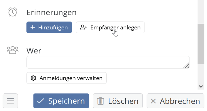 Empfänger anlegen